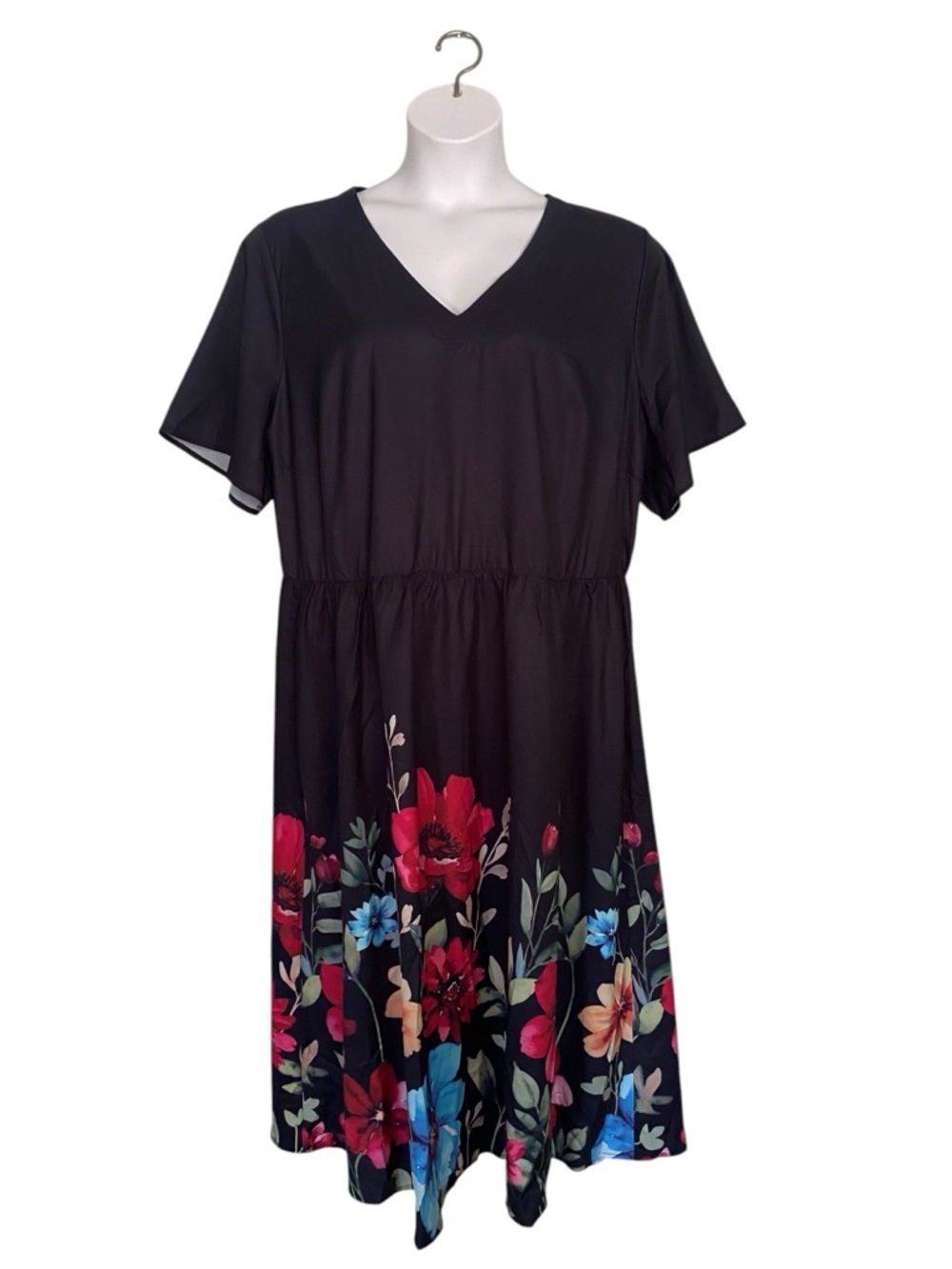 Bloomchic Black Floral Print Maxi Dress Womens Plus Size 22 24 3X NWT Boho